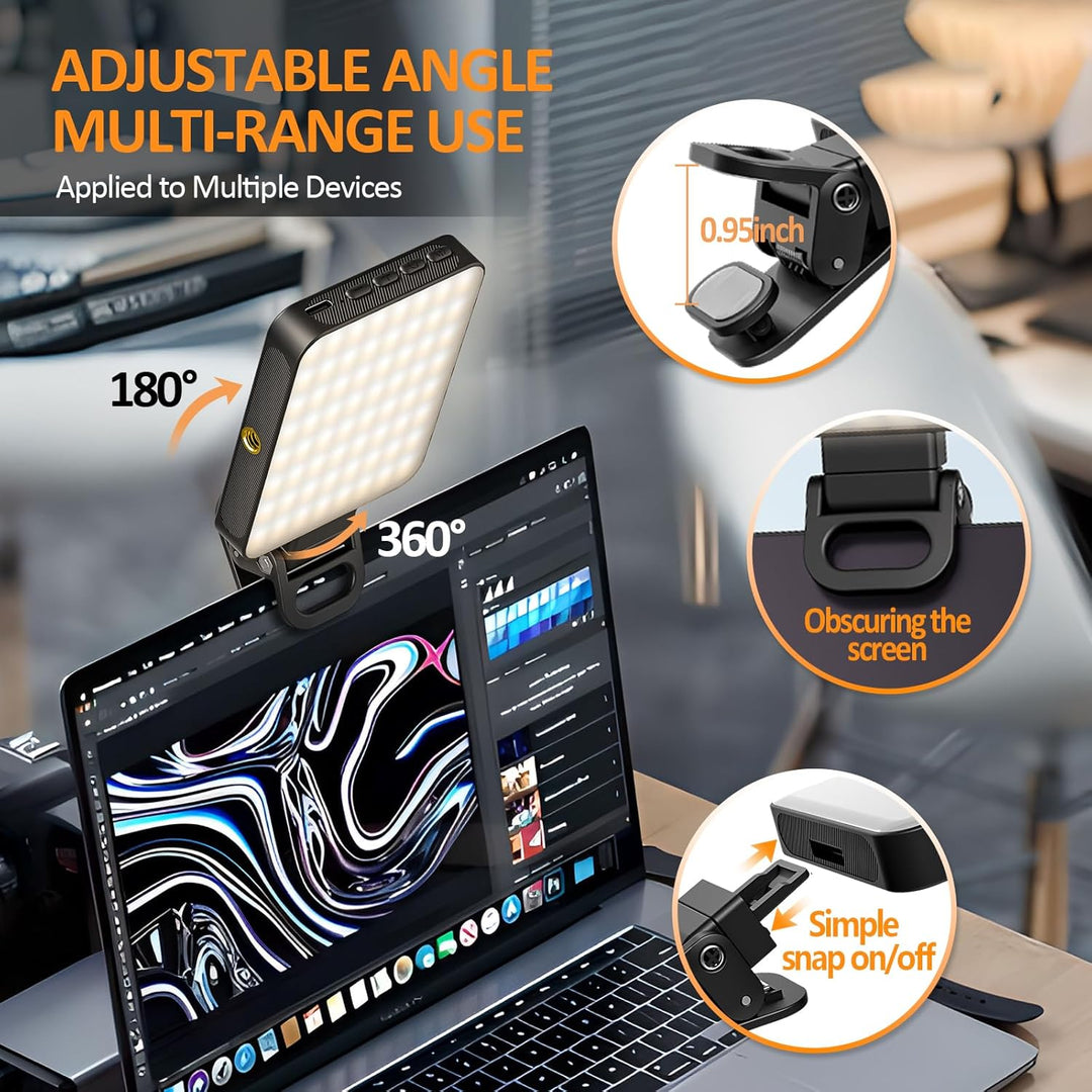 128LED Magnetisches Selfie Licht, 3000K-6500K 3 Lichtmodi Handylicht mit, 2000mAh Akku Videolicht mi