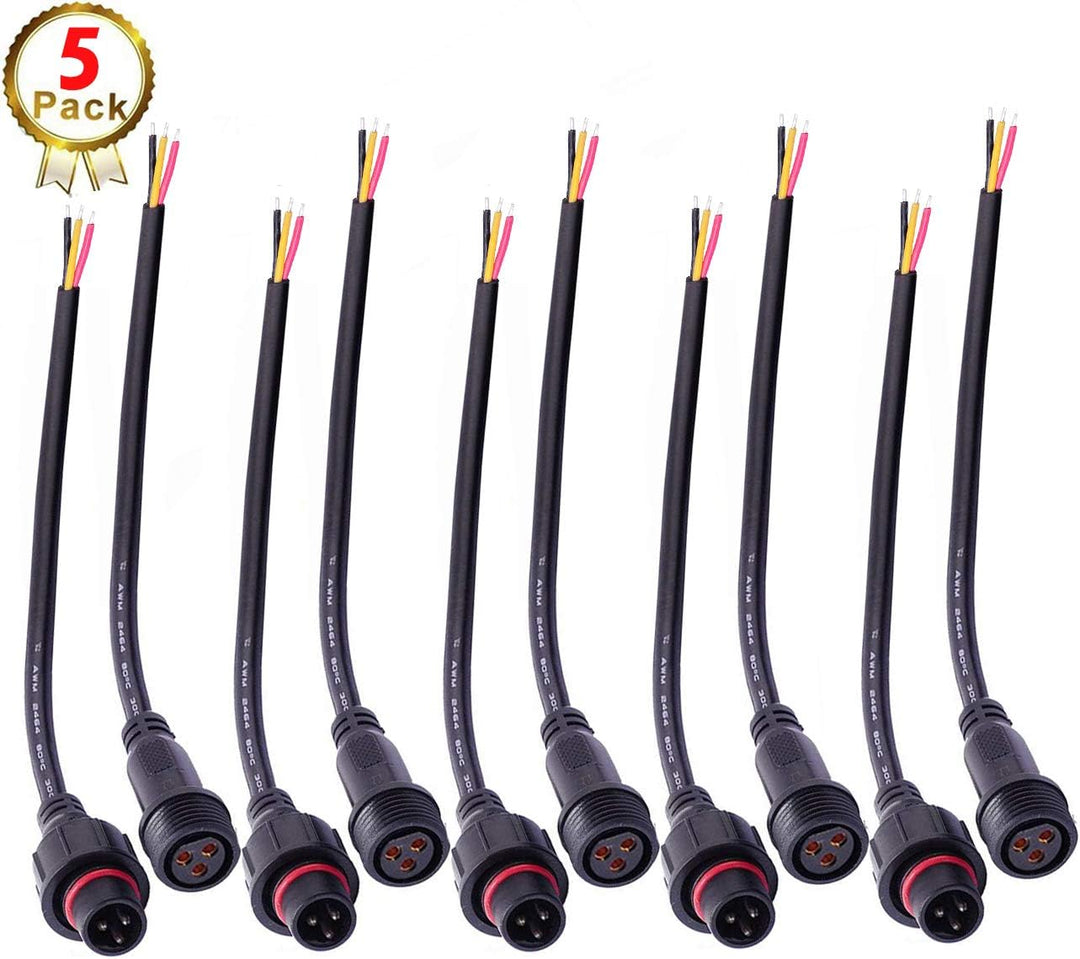 3pin wasserdichte Anschlüsse,Male Female Plug LED Steckverbinder, 3Pin 3Core Waterproof IP68 Steckve