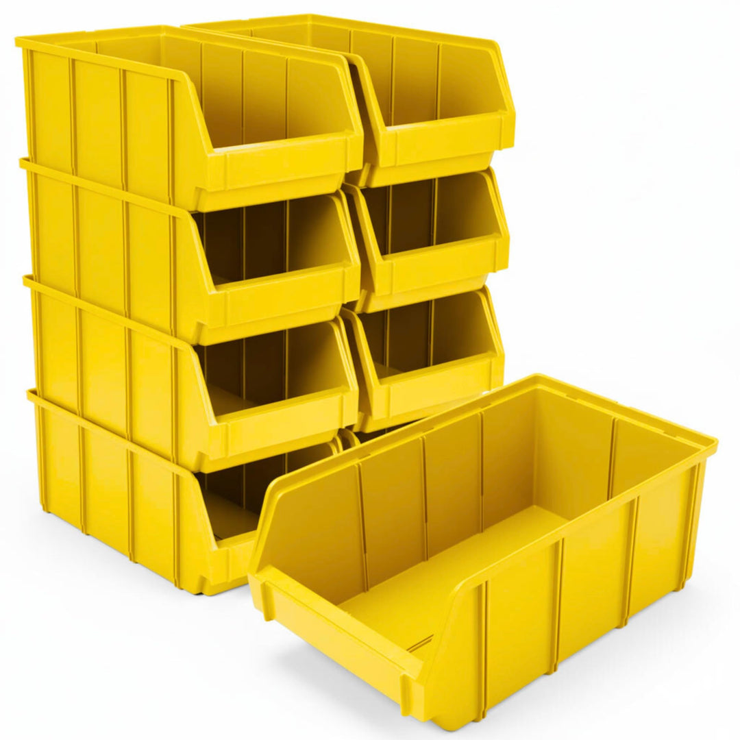 RODOPI 9er Set Stapelboxen, Grösse XL | Sichtlagerkästen 489x304x185mm | Robuste Lagerboxen für Werk