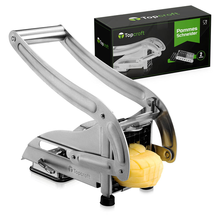 Topcroft ® Pommesschneider Edelstahl I 2 Schneidegrössen für individuelle Pommesdicke I Rutschfester
