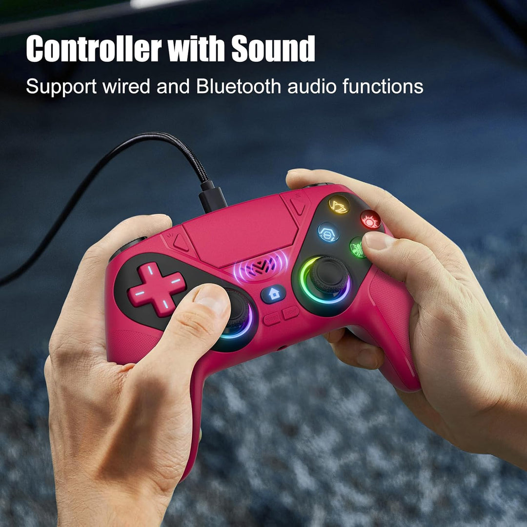 Lapezei RGB Wireless Controller für PS5/Slim/Pro/PC, Gamepad mit Rücktasten, Turbo, Makro, Lautsprec