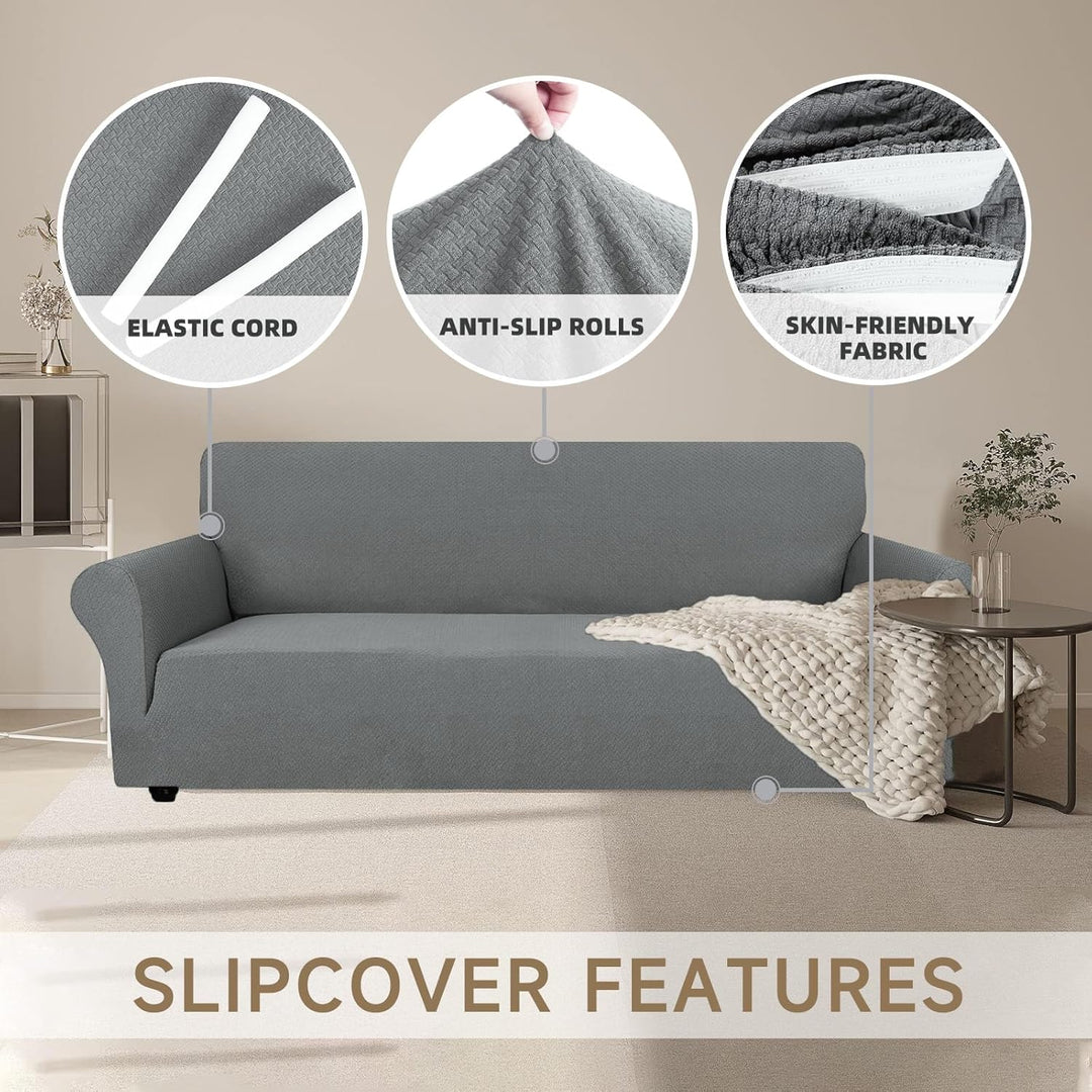 Ystyle Sofa überzug 4 Sitzer Mit Armlehne, Stretch Sofabezug rutschfest, Modern Sofa Cover Für Hunde