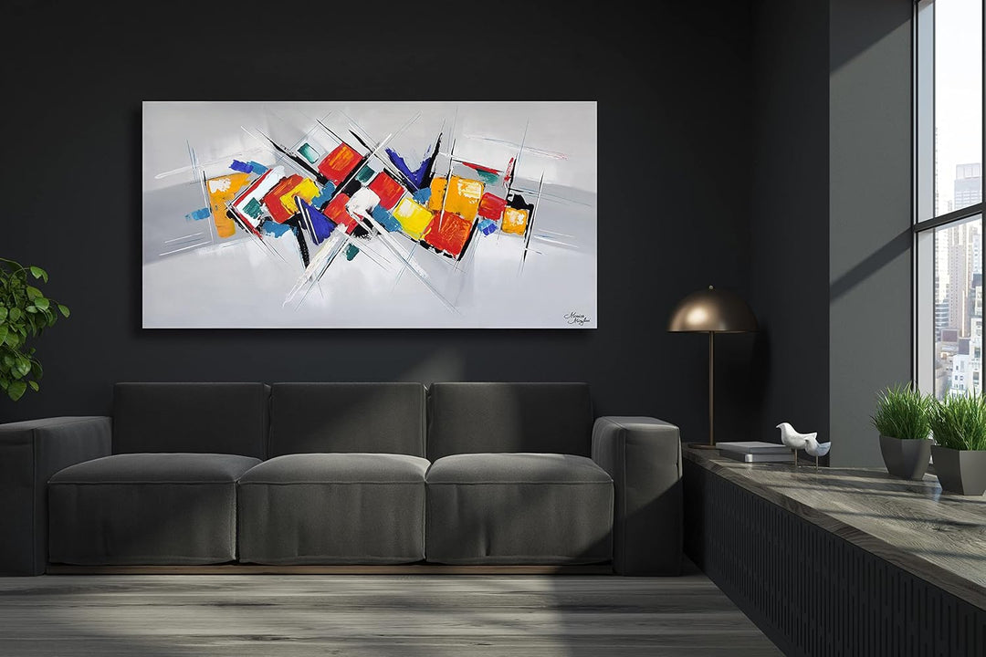 Monica Mirafiori I 100% HANDGEMALT I Gemälde Würfel 100x50cm | Gemälde Handgemalt | Acrylgemälde | S