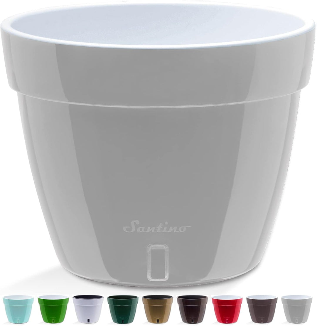 Santino ASTI 3er Set 20CM Selbstwässernder Blumentopf mit Wasserstandsanzeiger - Rund Premium Qualit