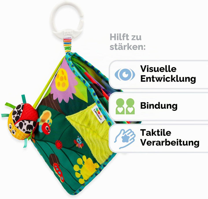 TOMY L27385 LAMAZE Bitty Bug Book, Clip on Pram and Pushchair Newborn, Sensory Babies with Colours a