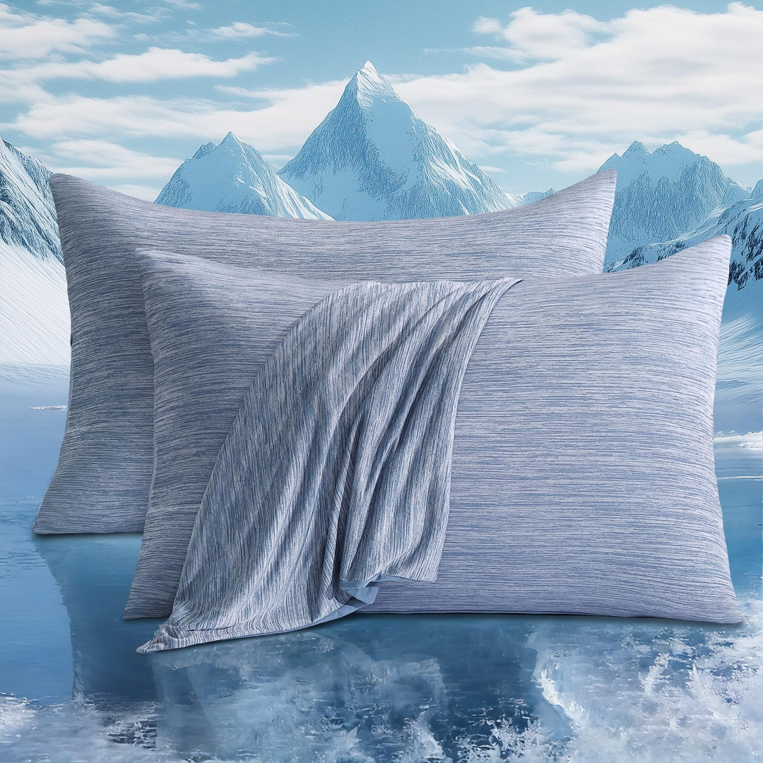 Luxear 2er Kühlender Kissenbezug 50x80cm für Nachtschweiss, Superweiche Kissenhülle, Japanische Arc-