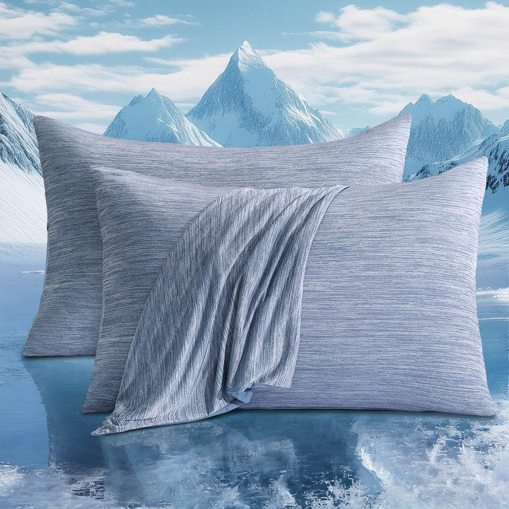 Luxear 2er Kühlender Kissenbezug 50x80cm für Nachtschweiss, Superweiche Kissenhülle, Japanische Arc-