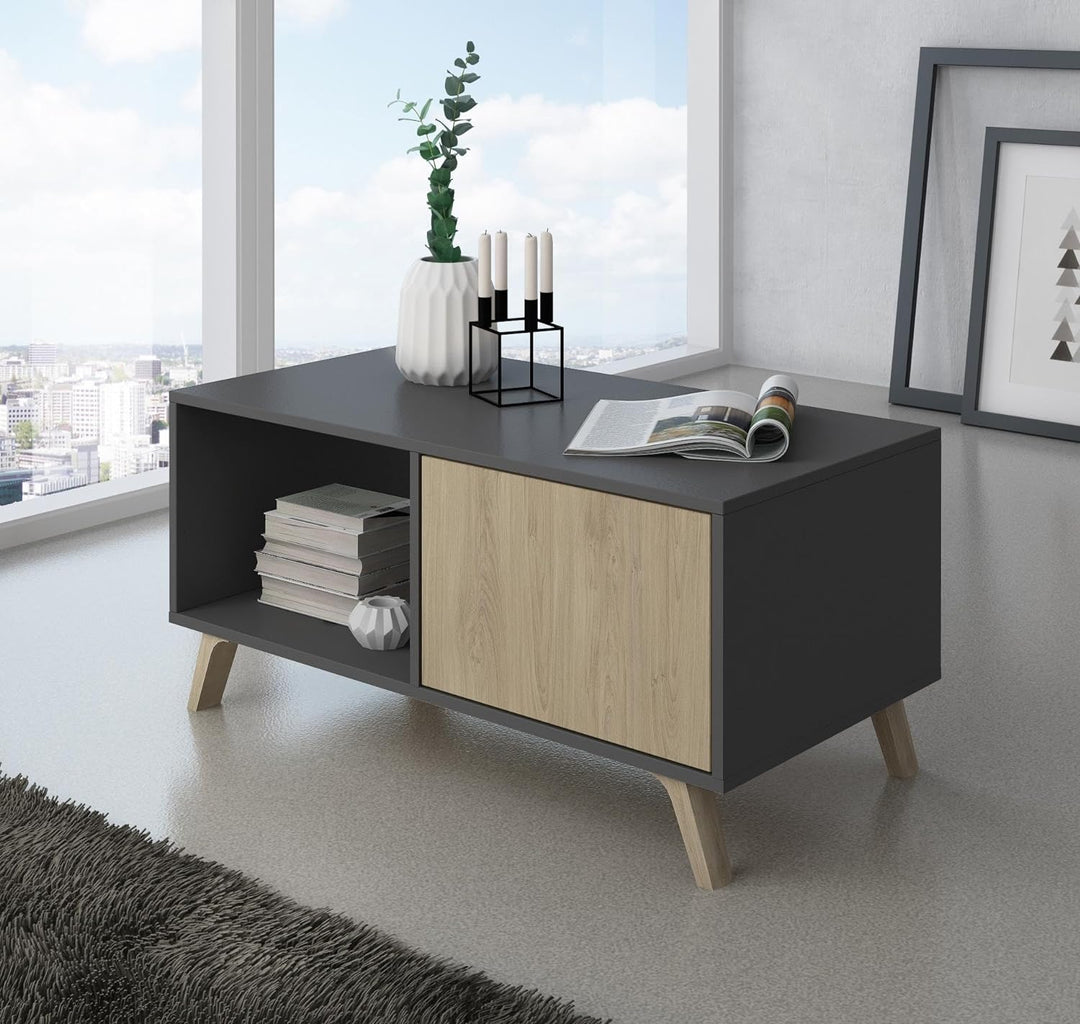 Skraut Home – Couchtisch – 45 x 92 x 50 cm – niedriger Tisch ideal für Wohn- oder Esszimmer – Windmo