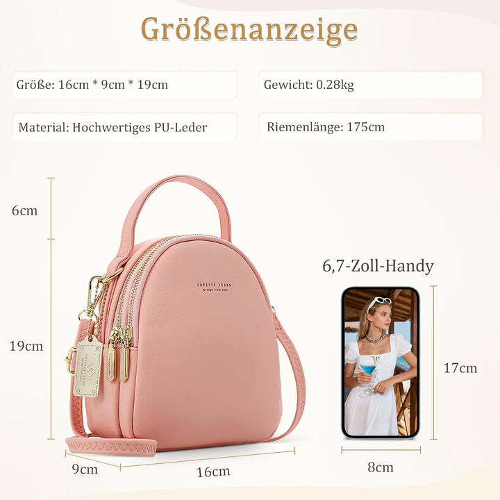 Mini Damen Rucksack Elegant Tagesrucksack mit Kopfhörerloch Handtasche für Schule Reisen Lässig Urla