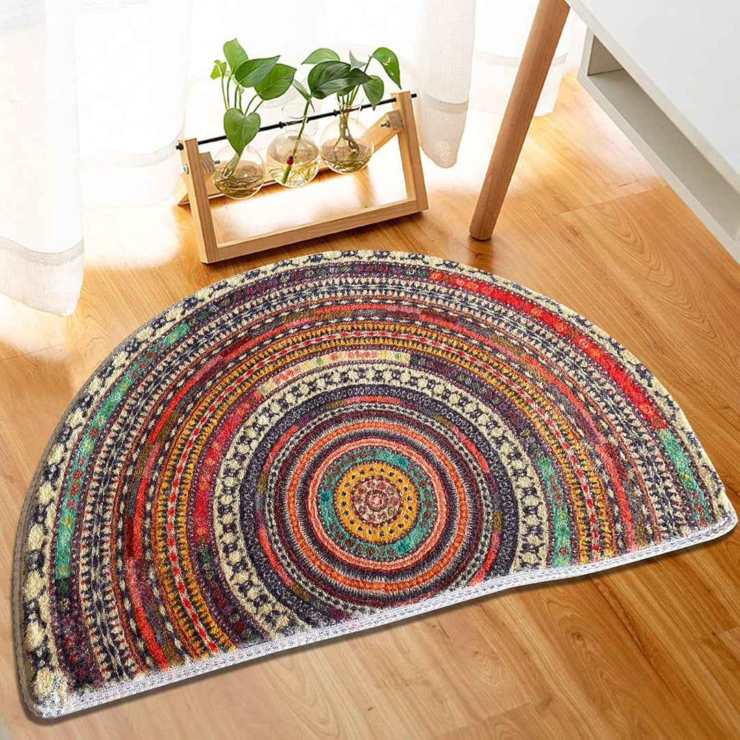 Halbrunde Fussmatte, halbrund, Badezimmerteppich, Mandala, Boho, Boho-Teppich, rutschfest, saugfähig