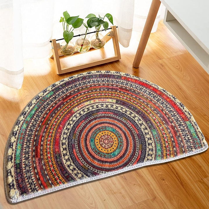 Halbrunde Fussmatte, halbrund, Badezimmerteppich, Mandala, Boho, Boho-Teppich, rutschfest, saugfähig