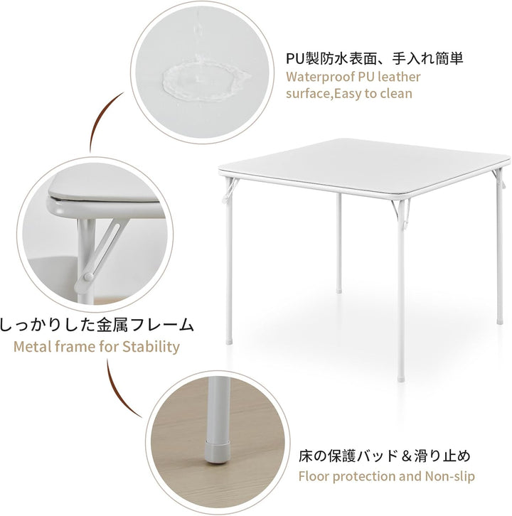 BOOSDEN Klapptisch, Weiss, Klappbar Tisch als Campingtisch, Gartentisch, Balkontisch, Esstisch, Falt
