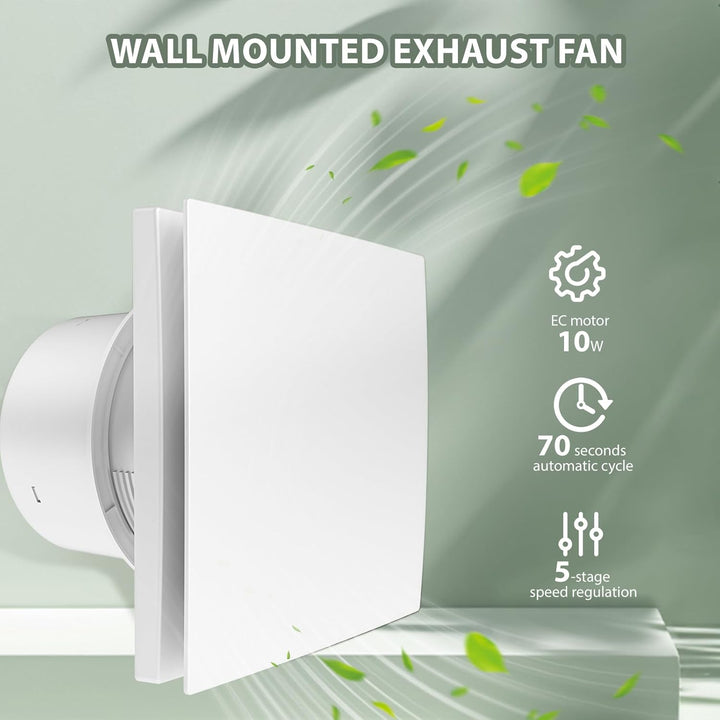 Abluftventilator 100 mm (4 Zoll) – bidirektionaler EC-Motor (10 W), 70-Sek.-Auto-Zyklus, Fernbedienu