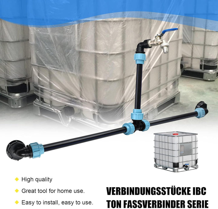 STEEIRO IBC Schwanenhals 3/4" Auslaufhahn,IBC Adapter Tank Ventil Auslaufhahn Wasserhahn für Regenwa
