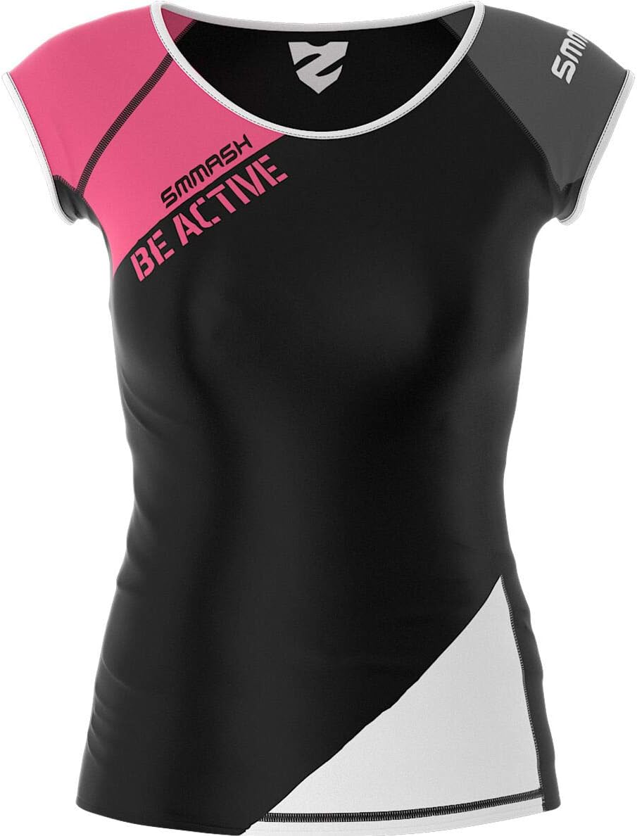 SMMASH Funktionsshirt Damen Kompressionsshirt Sportshirt Kurzarm Atmungsaktiv Second Skin Technologi