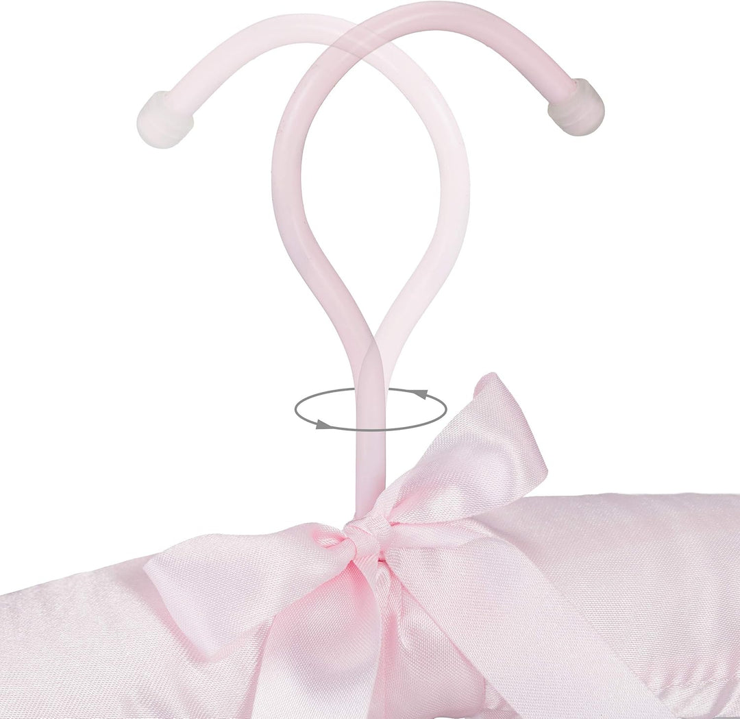 Relaxdays Kleiderbügel Satin, 10er Pack, weich gepolstert, 360° drehbarer Haken, dekorative Schleife