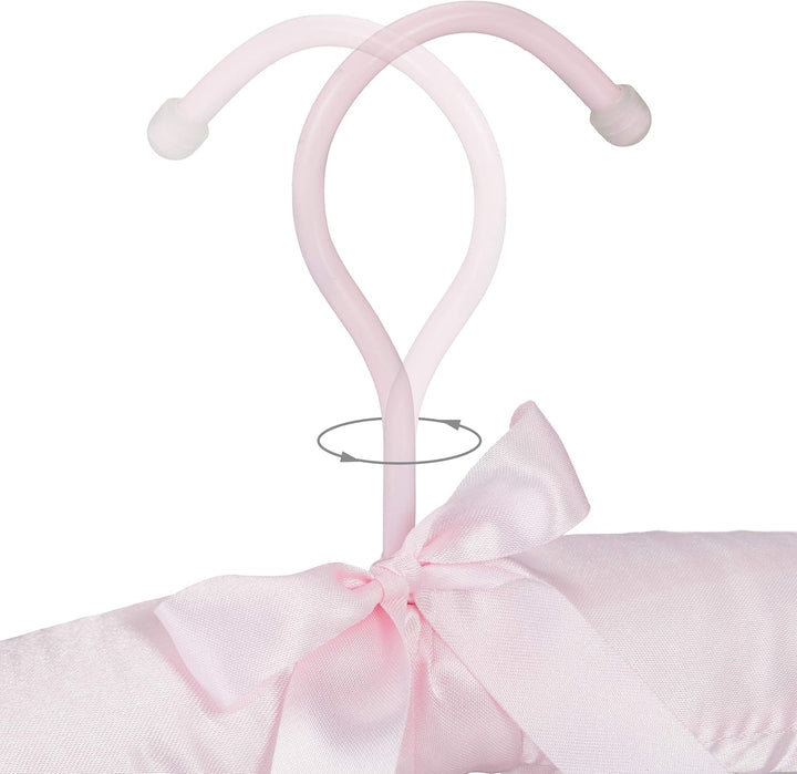 Relaxdays Kleiderbügel Satin, 10er Pack, weich gepolstert, 360° drehbarer Haken, dekorative Schleife