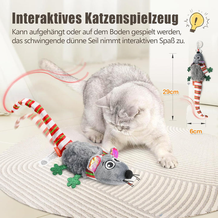 Migipaws Katzenspielzeug,elektrisch Maus-Spielzeug,berührungsaktiviertes Spielzeug mit wedelndem Sch