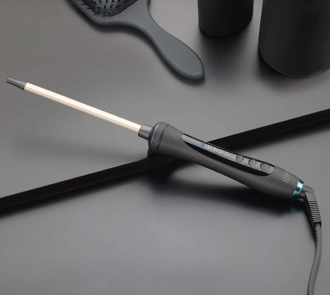 Diva Pro Styling Micro-Stick, Lockenstab- 10mm, 30 Watt, 5 Temperaturstufen, Schwarz