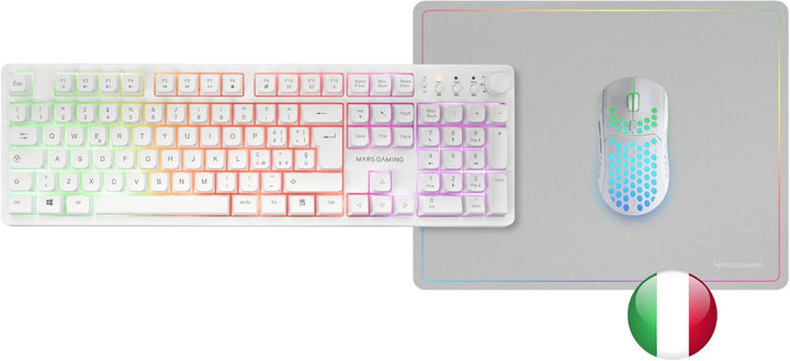 Mars Gaming MCPWX, Italienisch, Kabelloses Gaming-Combo, DualPro Link 2.4GPRO-Technologie, Vollforma