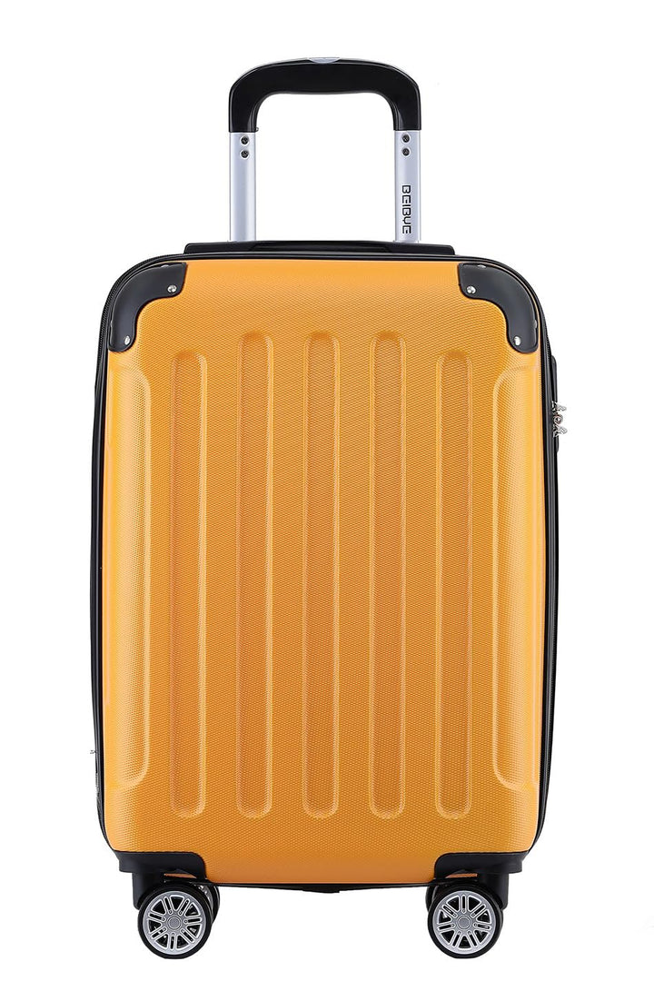 BEIBYE- Hartschalenkoffer Koffer Trolley Rollkoffer Reisekoffer Zahlenschloss 4 Zwilings-Rollen (Ora