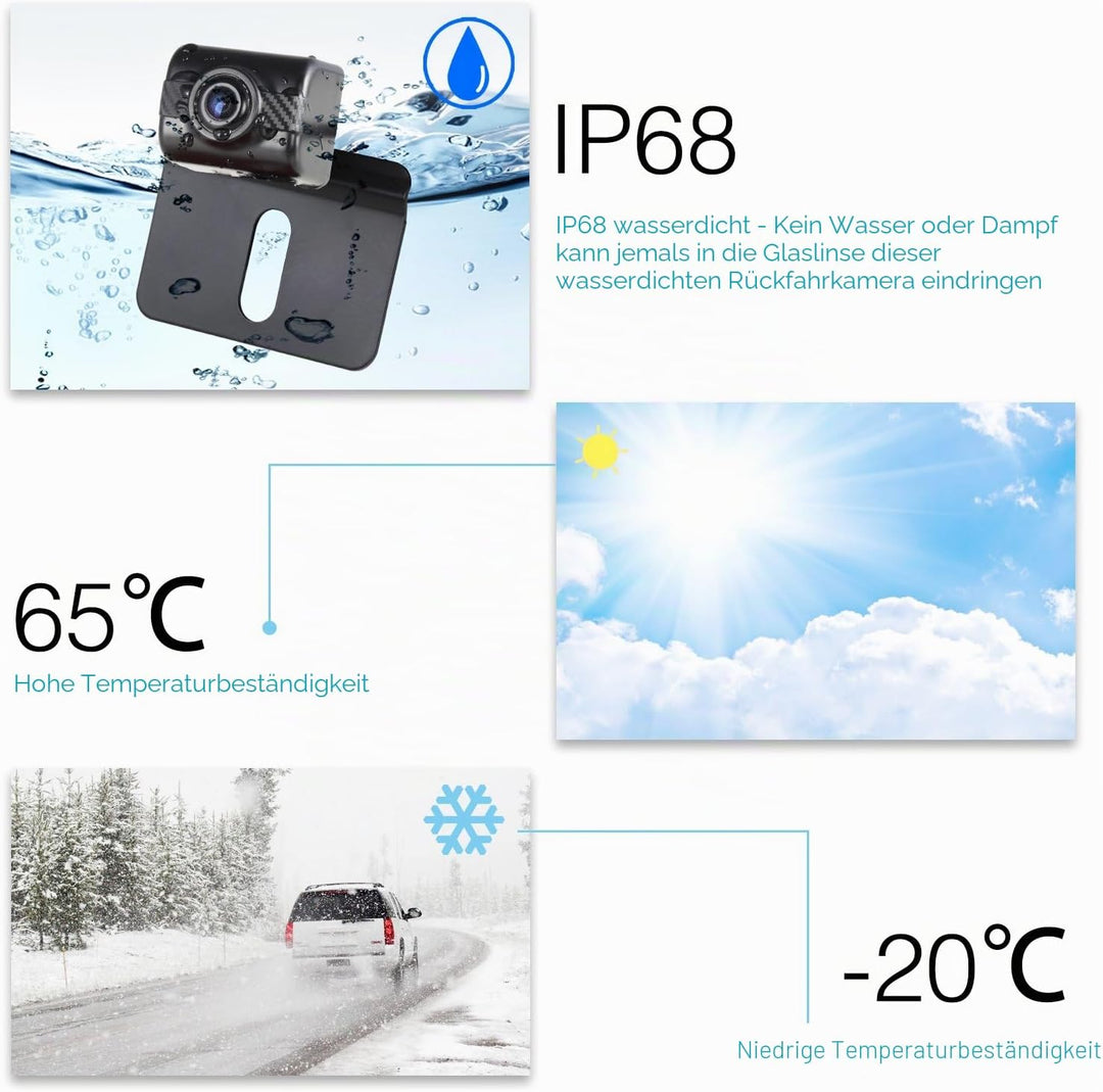 AUTO-VOX TD2 Rückfahrkamera Drahtlos Set mit 4.3" Zoll LCD Monitor, Wireless Einparkhilfe 12V mit IP