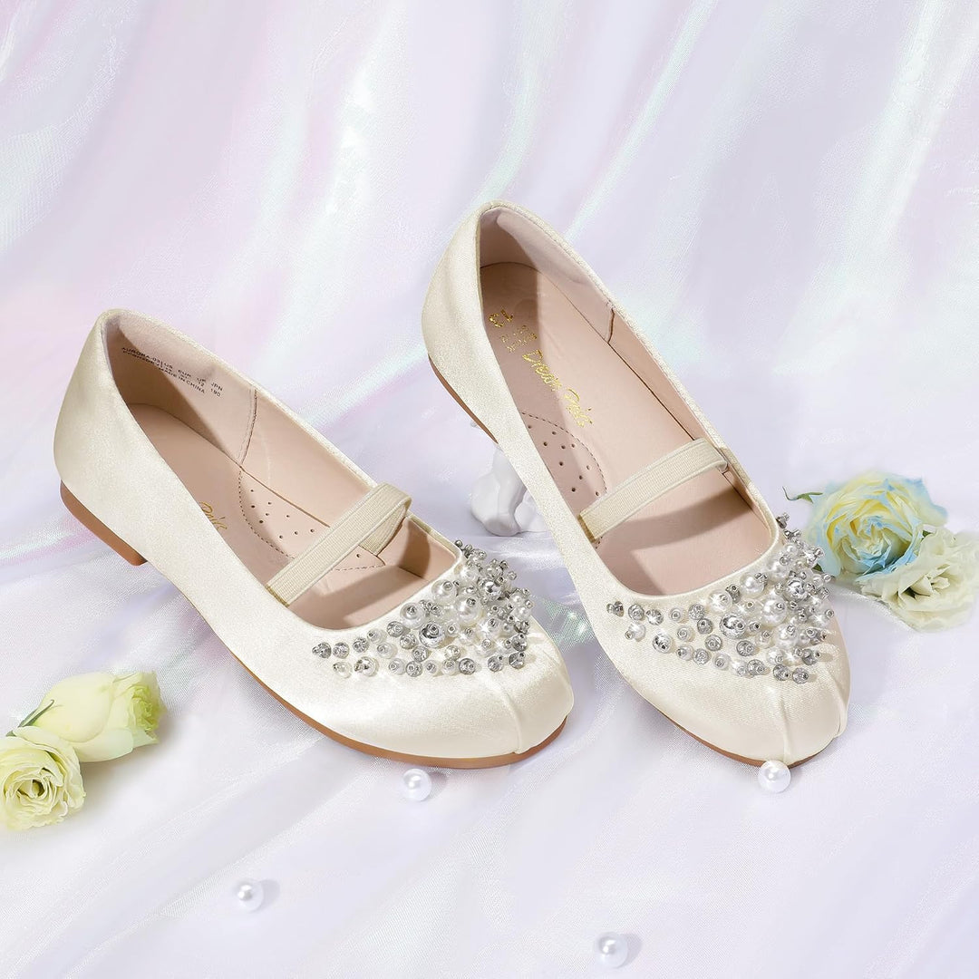 DREAM PAIRS Mädchen Mary Jane Ballerinas Prinzessinnenschuhe für Kinderpartys 24 EU Elfenbein, 24 EU