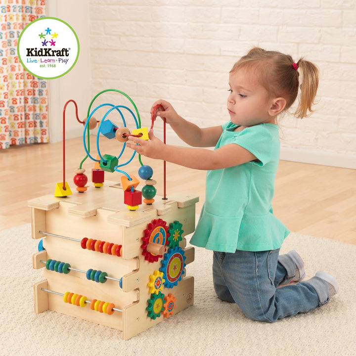 KidKraft Deluxe Motorikwürfel aus Holz, Motorikspielzeug ab 1.5 Jahre, Activity Center Baby Spielzeu