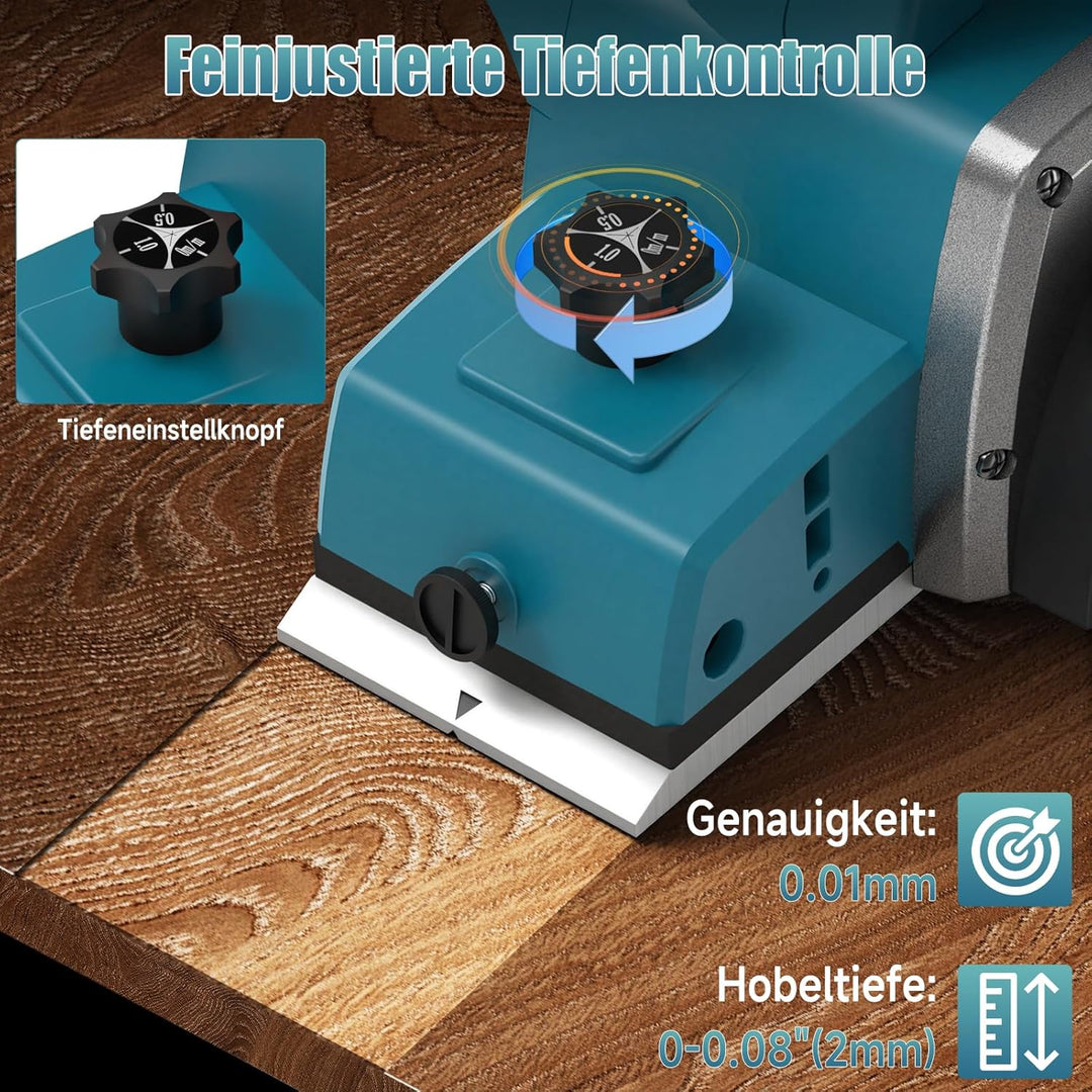 Yofuly Elektrohobel für Maa-kita 18V Batterie, 2×4.0Ah Batterie, Akku Hobel – 15000 U/min, 82mm Hobe
