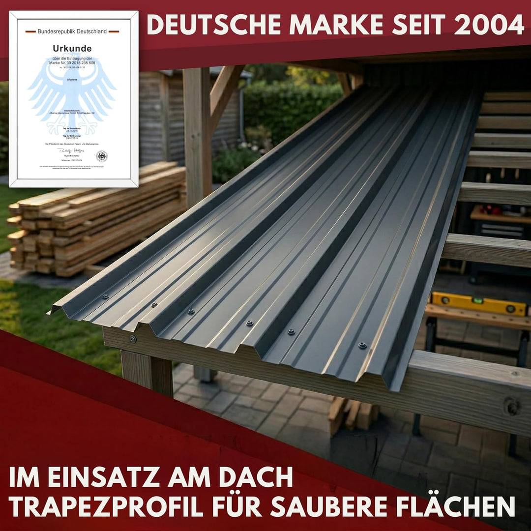Trapezblech Dachplatten 22er Set Anthrazit RAL 7016, 1090 x 445 mm, verzinkt, Dachblech Profilblech
