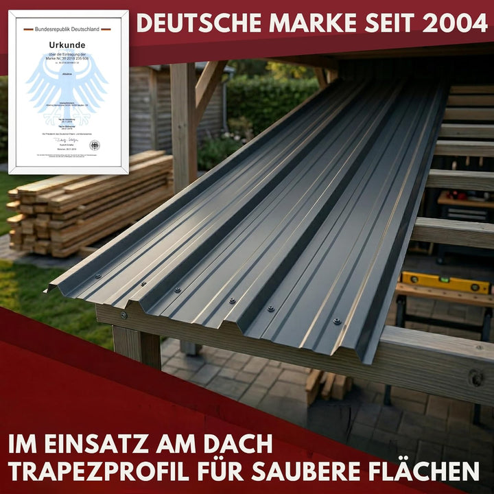 Trapezblech Dachplatten 22er Set Anthrazit RAL 7016, 1090 x 445 mm, verzinkt, Dachblech Profilblech