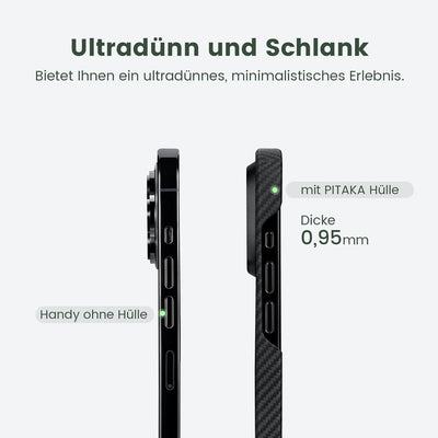 pitaka Ultradünne Hülle für iPhone 15 Pro Max Kompatibel mit Magsafe aus Aramidfaser Magnetische Sch