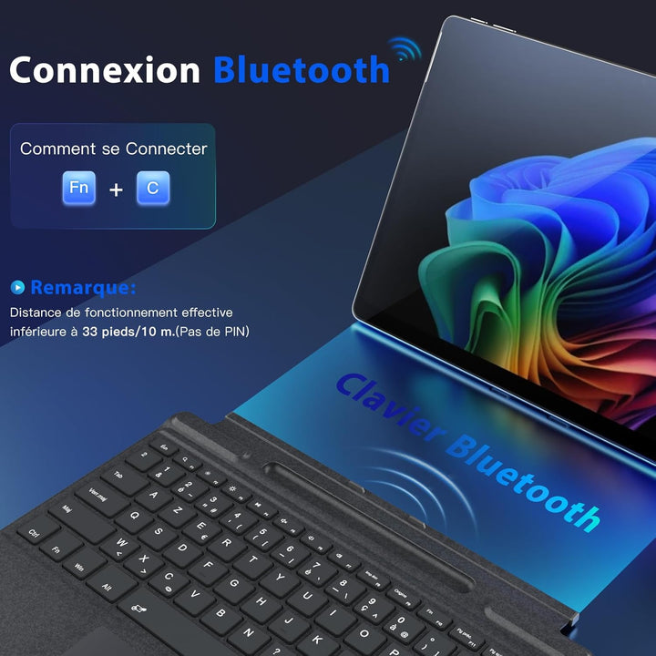 MoKo French Touchpad Bluetooth Tastatur für 13 Zoll Microsoft Surface Pro 11/ Pro 10/ Pro 9/ Pro 8/