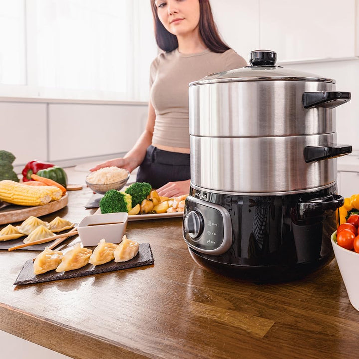 Cecotec Elektrischer Dampfgarer Vapovita Steelpot. Leistung 1300W, Edelstahlbehälter, 10L, einstellb