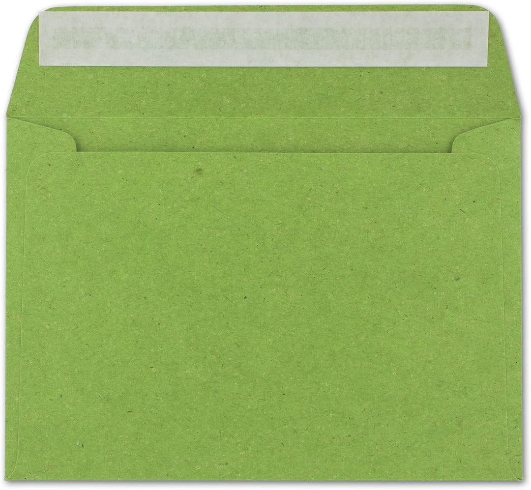 100x Vintage Umschläge in hellgrün (grün) - DIN B6 125 x 176 mm - 120 g/m² Kraftpapier Recycling Ums
