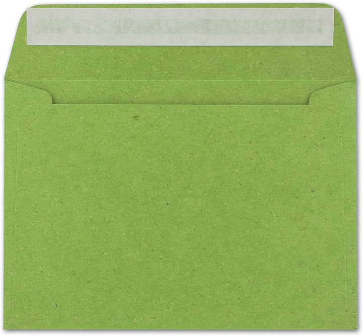 100x Vintage Umschläge in hellgrün (grün) - DIN B6 125 x 176 mm - 120 g/m² Kraftpapier Recycling Ums