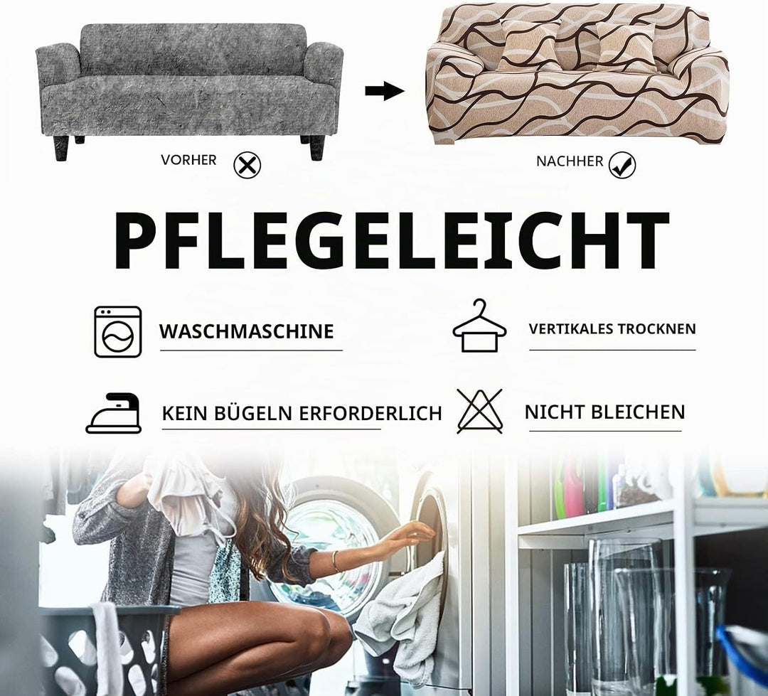 Lydevo Sofabezug 2 Sitzer Stretch Sofahusse Elastischer Sofabezug Spandex Sofa Überzug mit 2 Kissenb
