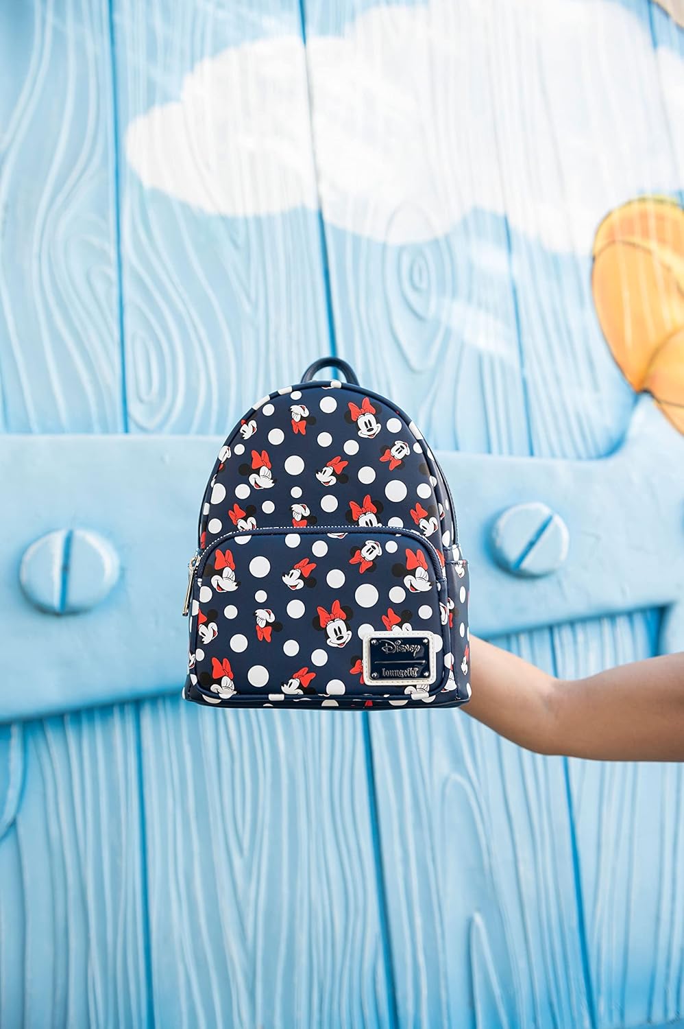 Loungefly Women's Disney Minnie Mouse Polka Dot Blue Double Strap Shoulder Bag Purse