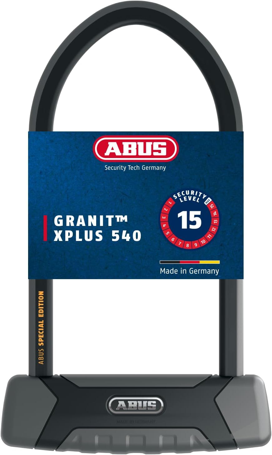 ABUS Bügelschloss Granit XPlus 540 + USH-Halterung 23 cm Schwarz/Orange, 23 cm Schwarz/Orange