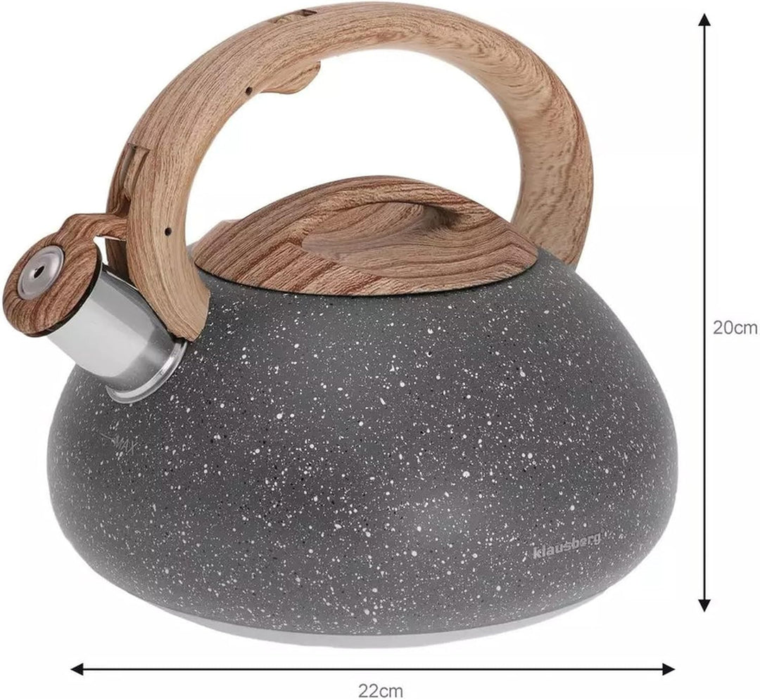 Klausberg Flötenkessel Wasserkessel 2.7L Kessel 7-Schicht Boden Grau KB-7280, Grau