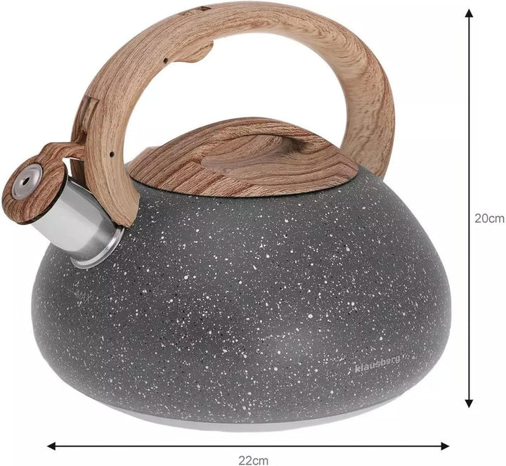 Klausberg Flötenkessel Wasserkessel 2.7L Kessel 7-Schicht Boden Grau KB-7280, Grau