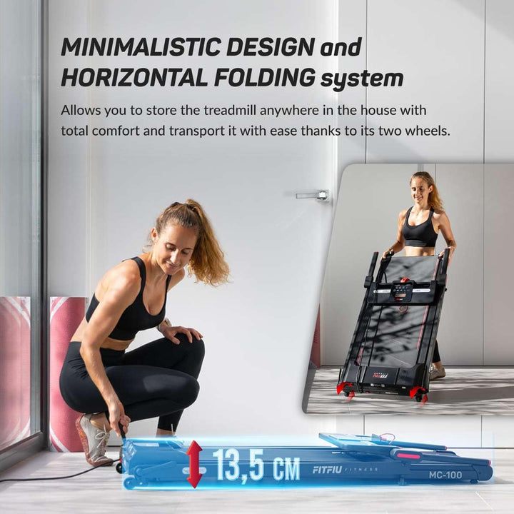 FITFIU Fitness MC-100 - Faltbares Laufband, Geschwindigkeit bis zu 10km/h, manuelle Steigung, Lauffl