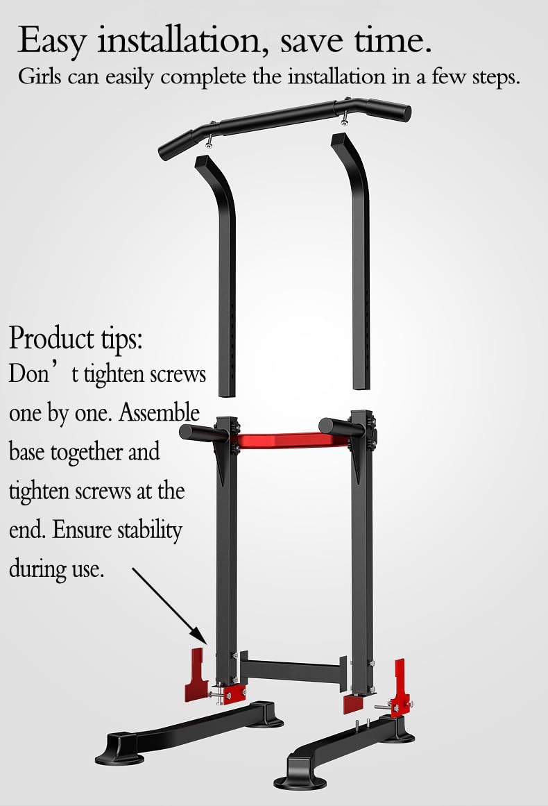 EASY BIG Power Tower Dip Station Pull Up Bar - Mehrzweck-Heimtrainingsgerät mit Verstellbarer Höhe u