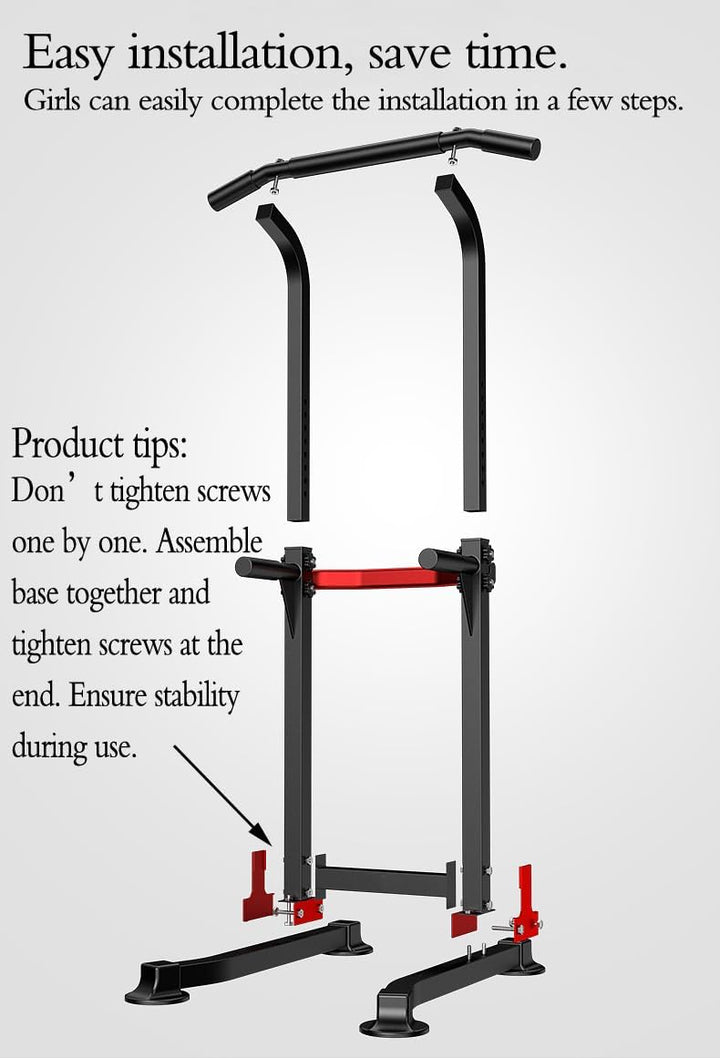 EASY BIG Power Tower Dip Station Pull Up Bar - Mehrzweck-Heimtrainingsgerät mit Verstellbarer Höhe u