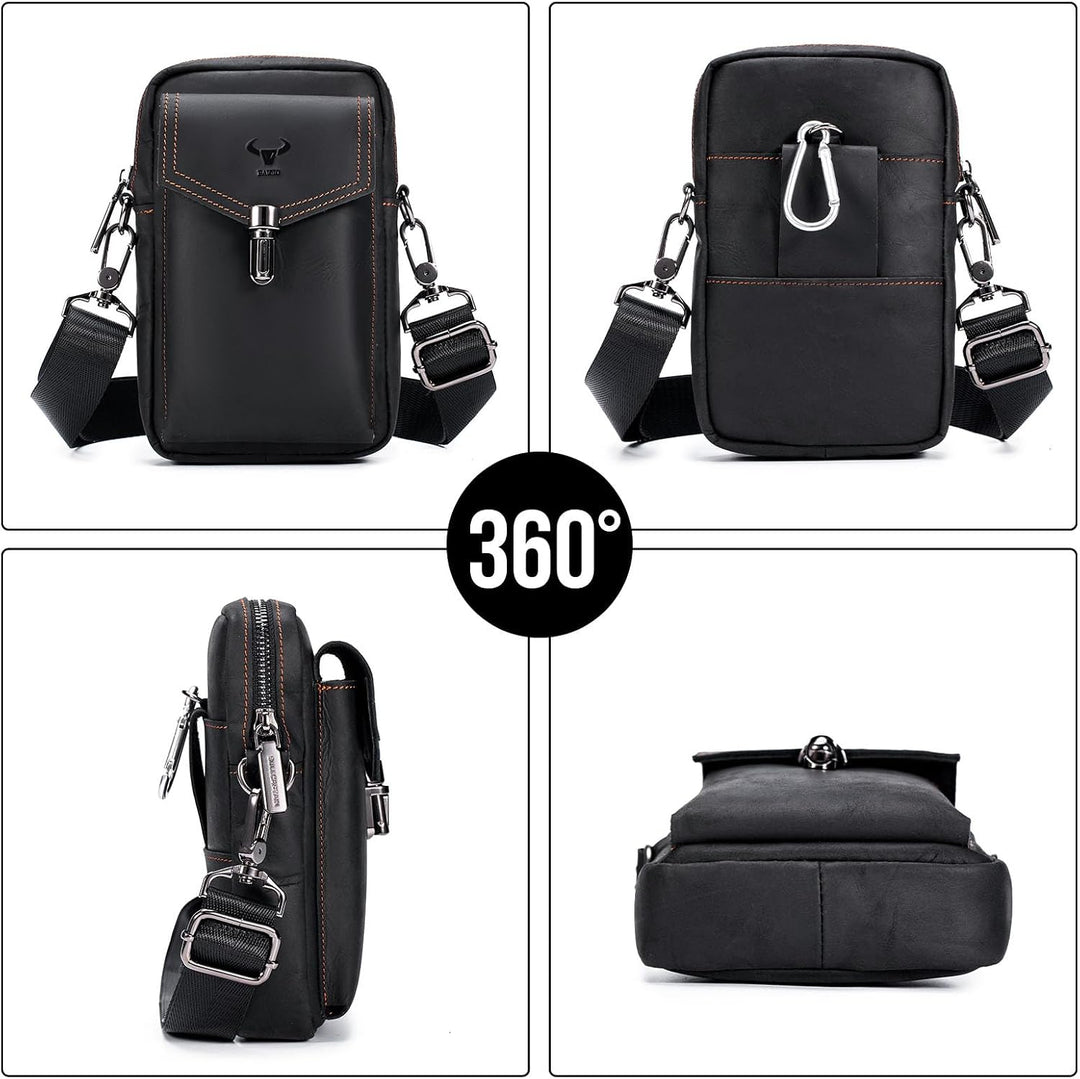 BAIGIO Handytasche Leder Vintage Gürteltasche Herren Hüfttasche Klein Schultertasche Umhängetasche R