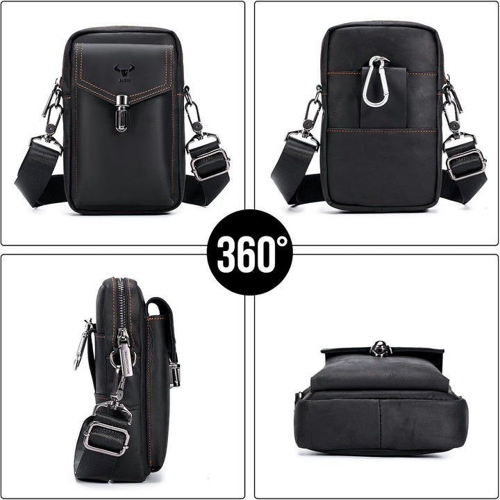 BAIGIO Handytasche Leder Vintage Gürteltasche Herren Hüfttasche Klein Schultertasche Umhängetasche R