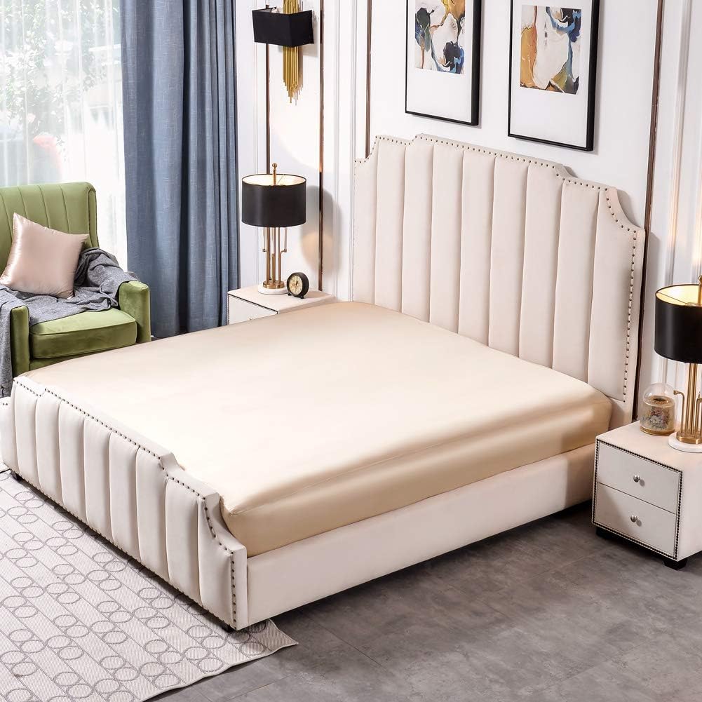 THXSILK 25 Momme Seide Spannbettlaken bis 30cm Matratzenhöhe, 100% Maulbeerseide Bettwäsche Spannbet