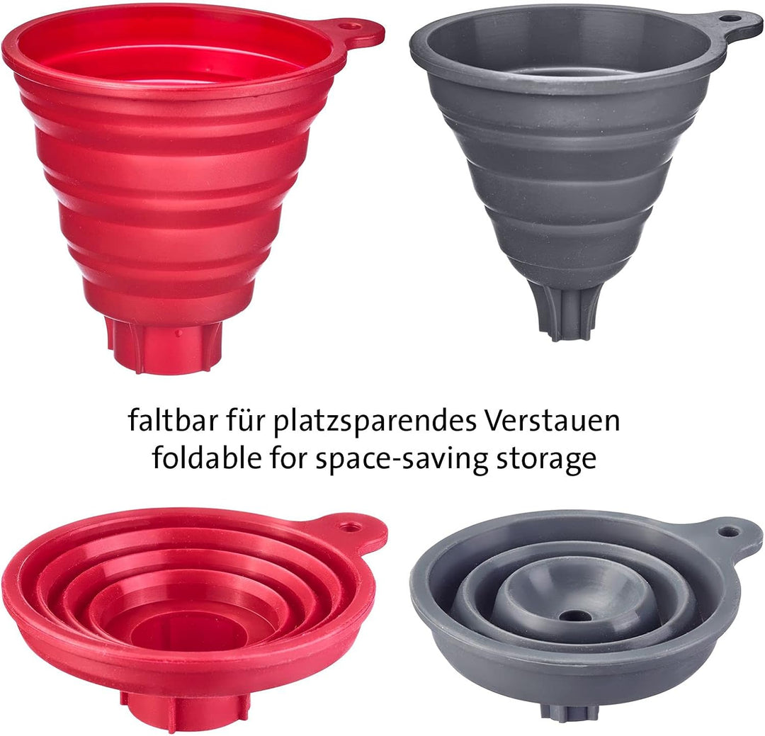 Westmark Trichter-Set, 2tlg., Ø 10 und 11 cm, Faltbar, Silikon, Grau/Rot, 21212270 Grau/Rot, Faltbar