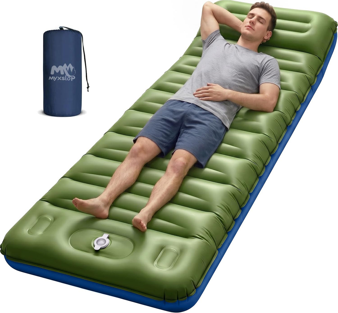 Myxslop Camping Isomatte ,12CM Verdicktes Luftmatratze Camping, Aufblasbare Matratze mit Fusspumpe &