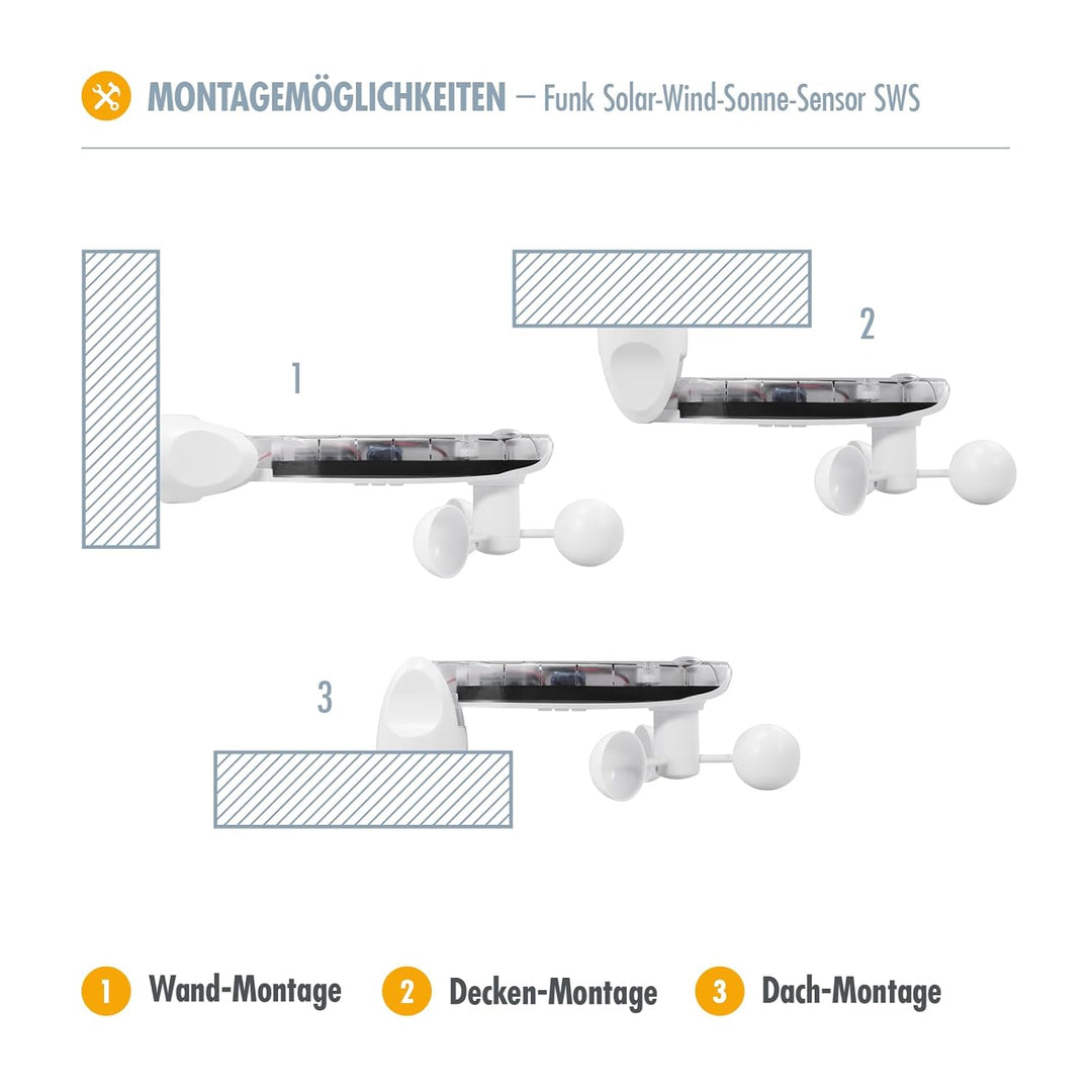 3T-MOTORS Solar-Wind-Sonnen-Sensor SWS, Wetter-Sensor für Funk-Markisenmotoren und Funk-Empfänger, W
